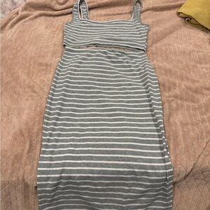 SHEIN Gray and White Striped Top
